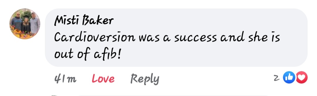 StephyD13's tweet photo. My Gramma is 89 &amp; had cardioversion today &amp; it was a success, she is out of Afib💖💖💖💖 Thank you lord 🙏#Afib https://t.co/QOaMEqWu2a
