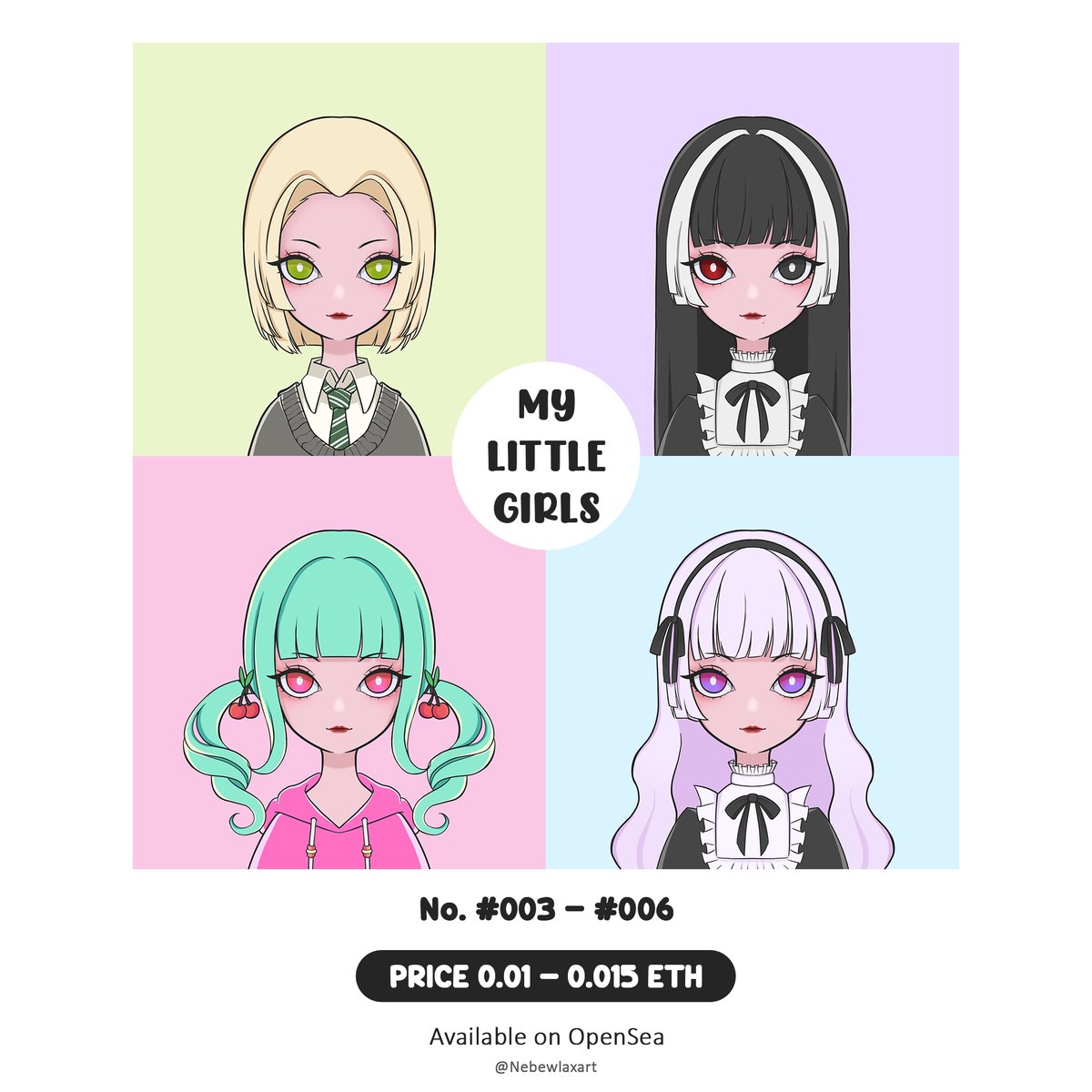 Nebewlaxart_nft's tweet photo. 💗 NEW DROP💗 -  MY LITTELE GIRLS -  ✨🌈
🌺 No. #003 - #006
🌟 Check it out https://t.co/0k7TACFkwX

---
#NFTTHAILAND #NFTcollectibles #nftcollector #NFTthaiartist #NFTCommunity #NFTdrop #NFTs #OpenSeaNFT #NFTJapan https://t.co/78uuXSN3Hp