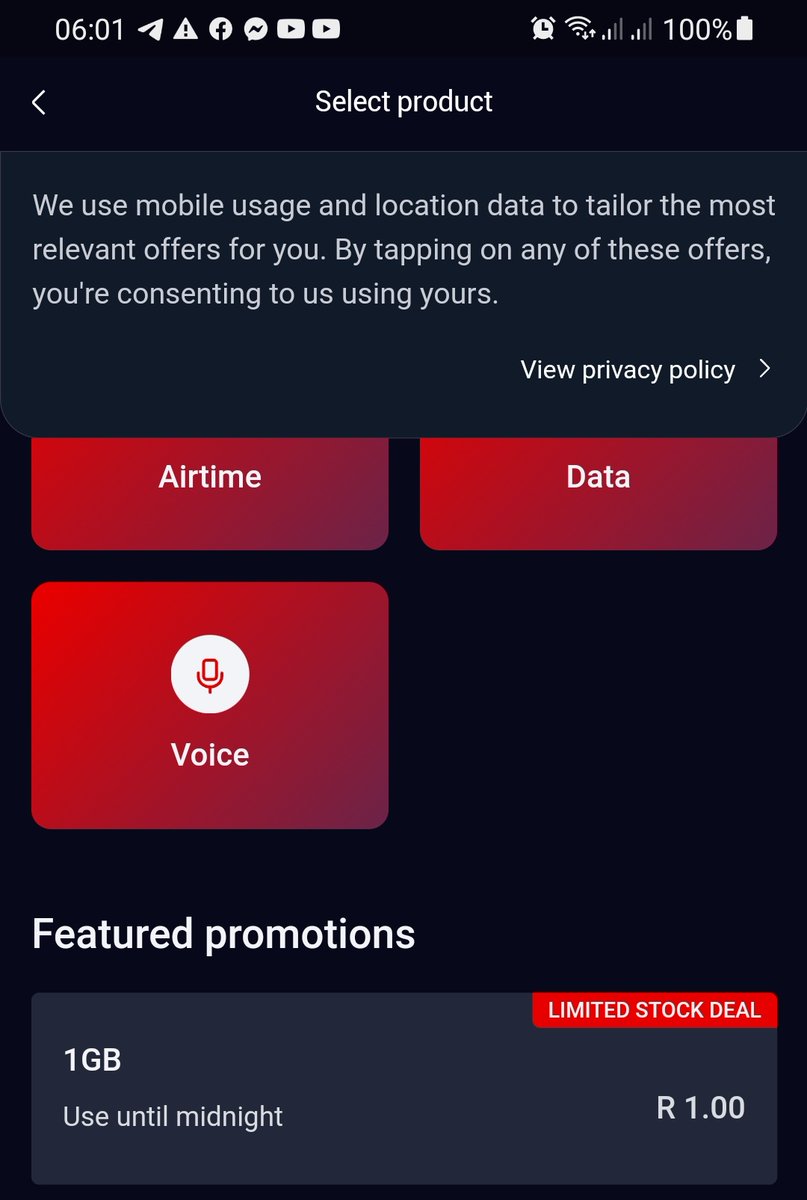 Peazfade's tweet photo. @Yfm @VodaPay Imagine buying 1 gig of data for only R1🔥🔥🔥🔥🤯 to use for the whole day up until Midnight. This is the best Deal ever😊!!!!! #VodaPayIt @Yfm @VodaPay https://t.co/wfJgGpXef8