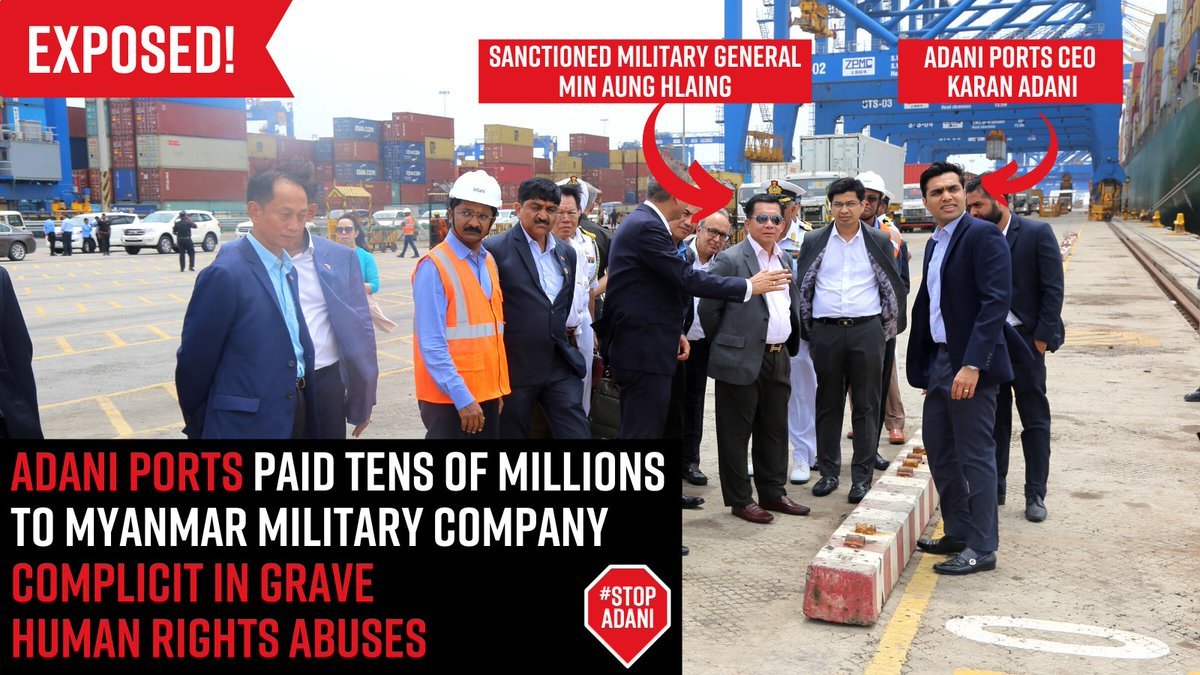 JusticeMyanmar's tweet photo. .@Adaniports decision to abandon biz w/ MEC was result of coordinated grassroots activism &amp; solidarity across different time zones. Grassroots &amp; investor pressure works! ✊🏽 Biz w/ terrorists does not pay. Meanwhile, junta has killed 1,200+ &amp; arrested 9,000+ since coup attempt 1/ https://t.co/0RkzH96GWs