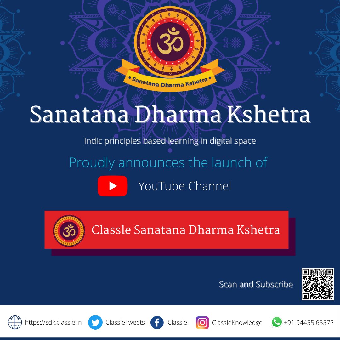 classletweets's tweet photo. Announcing the launch of Sanatana Dharma Kshetra YouTube Channel.

The channel will have the Benefit video version of our interactive learning oriented ActiveBooks and programs.

Subscribe and Benefit: https://t.co/ZTPYdcU8T0
@hindueshop  @spartcts https://t.co/qBvRsM72a6