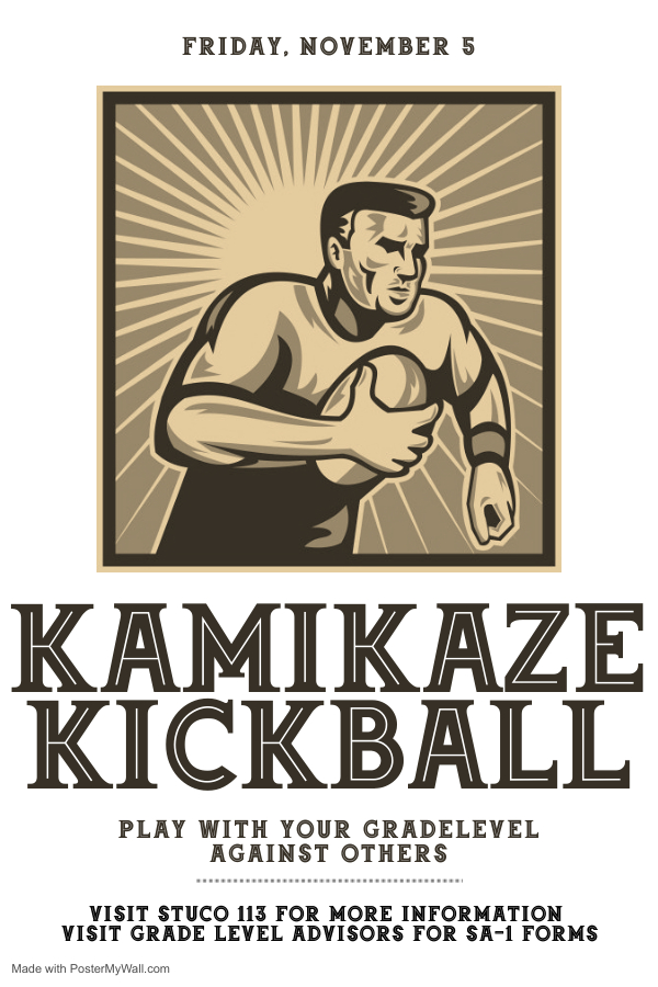 Ram Students, if you are interested in participating in kickball with your grade level during homecoming Friday, Nov. 5th, visit room 113 for information or your grade level advisor for forms.