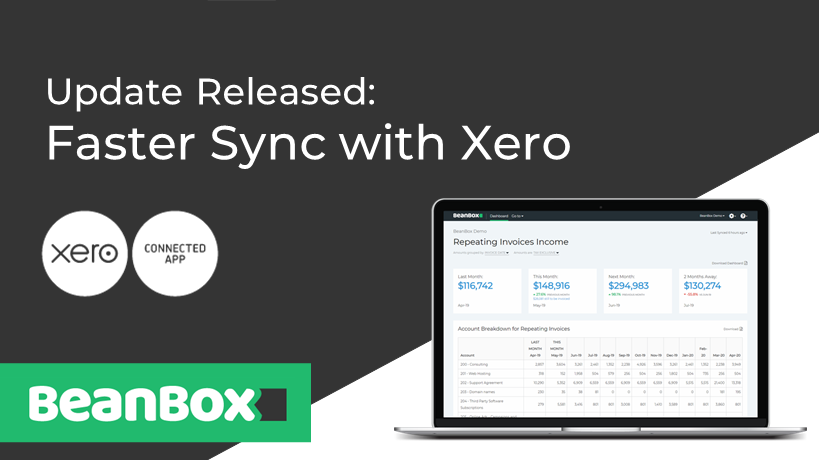 BeanBoxApp's tweet image. We&apos;ve improved the speed of syncing your repeating invoices from Xero to BeanBox. We automatically sync with Xero every 24 hours, but you can also click &quot;Sync Now&quot; whenever you want to pull today&apos;s changes. With this speed improvement the &quot;sync now&quot; option is now quicker. #xero