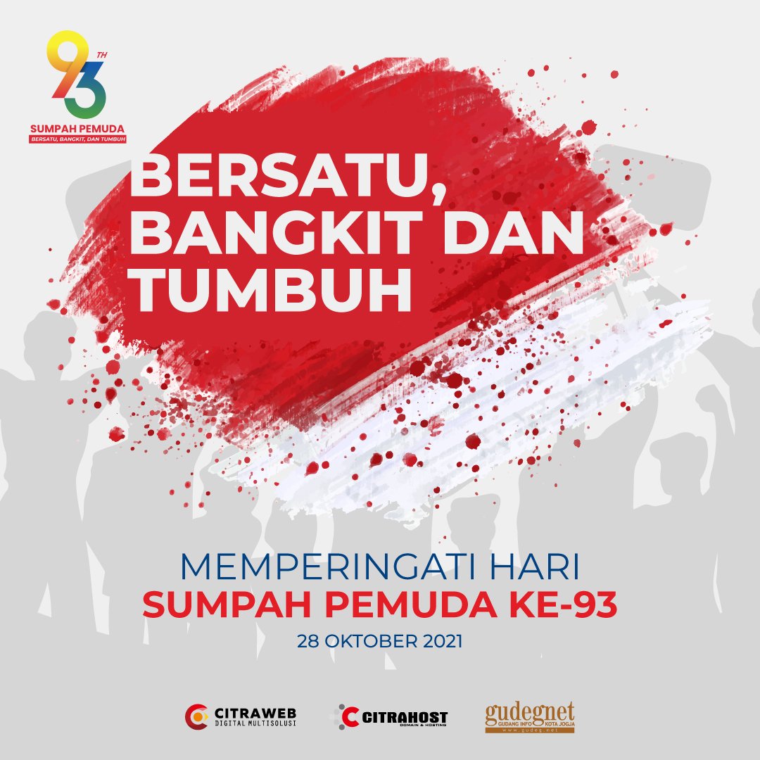 CitraHost's tweet photo. Selamat Hari Sumpah Pemuda ke 93.
Bersatu, bangkit dan tumbuh. 
#SumpahPemuda https://t.co/Zs3vYwImAc