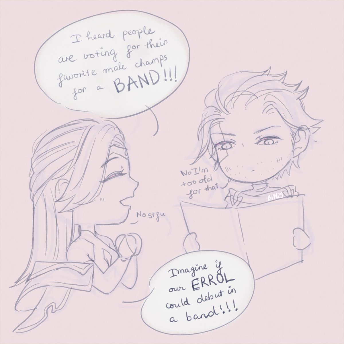 thenewbun219's tweet photo. A new sketchy series: Carano Magister [CM Comic 1] - Boyband voting! Have you voted for your favorite boyband champs?🤔Mine is Errol, Eland'orr, Laville, Zata and Tulen🥳#CMComic #bun29 #errol #darcy #sephera #aov #rov #lqm https://t.co/8op5a1yVBh