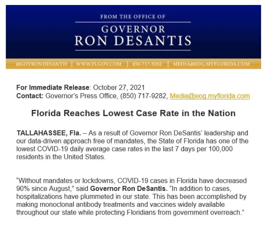 TheInsiderPaper's tweet image. NEW 🚨 Florida reaches lowest Covid case rate in entire United States.