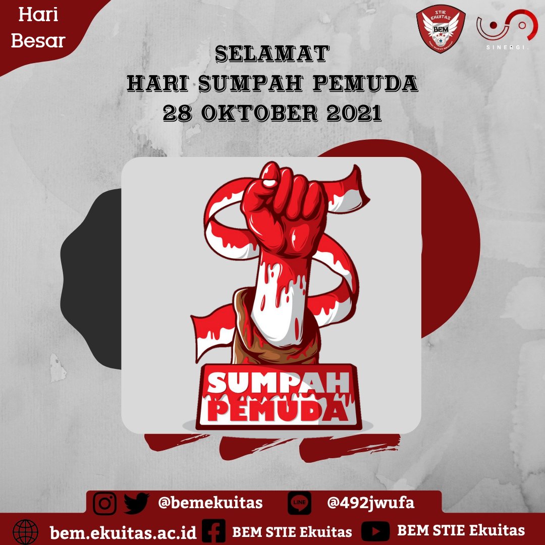[HARI BESAR][HARI SUMPAH PEMUDA]

Selengkapnya.
instagram.com/p/CVj2DW1v82S/…

bem.ekuitas.ac.id
Instagram : @bemekuitas
Line@        : @hmh3093b
Twitter      : @bemekuitas
Facebook : BEM STIE Ekuitas
Youtube : BEM STIE Ekuitas