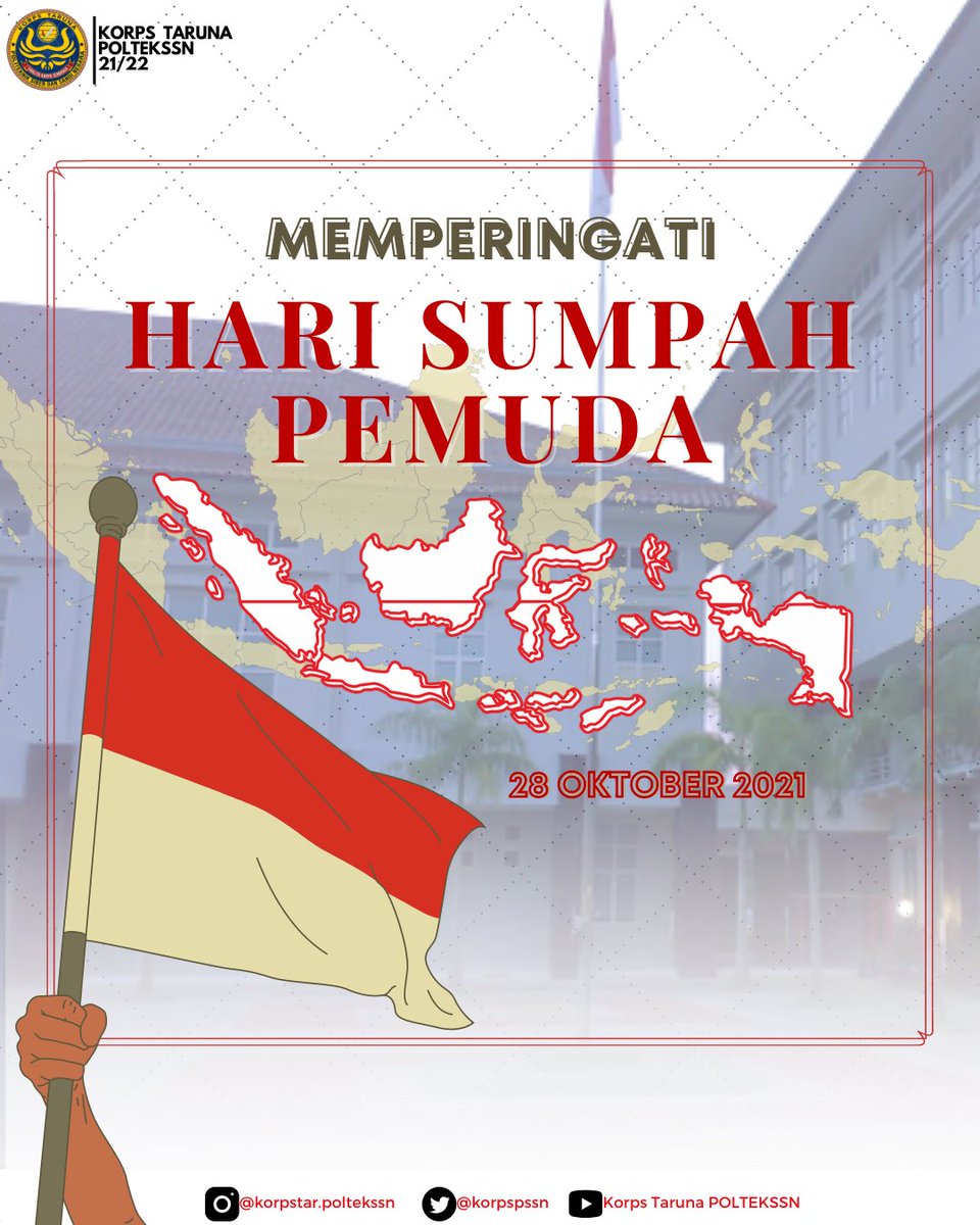korpstarpssn's tweet photo. [SUMPAH PEMUDA]
Hendaknya sumpah yang telah diikrarkan 93 tahun lalu dilanjutkan perjuangannya oleh para tunas bangsa. Mari maju bersama untuk mewujudkan cita-cita dan harapan Bangsa Indonesia!

#sumpahpemuda #korpstaruna #kabinetwibawa #poltekssn #bssn 

https://t.co/wJYg1uhisc https://t.co/ebmxtMLGYW