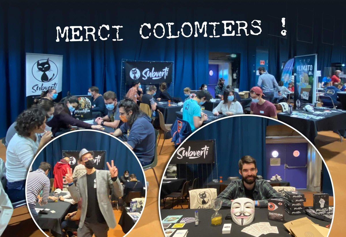 SubvertiGames's tweet photo. 🖤 MERCI #COLOMIERS ! 🖤
Tout ce week-end, nous étions au Festival du jeu de Colomiers et ce fut un véritable bonheur de vous retrouver, d'échanger et de jouer avec vous en chair et en os ! 😻
#Toulouse #jeudesociété #dictopia #j2s #subverti https://t.co/HwgztTiV5Q