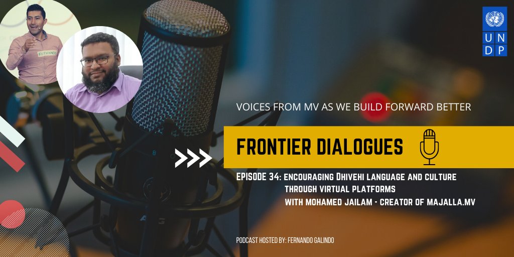 This week on #FrontierDialogues🎙️our host <a href="/F_Galindo_R/">Fernando</a> talks to Mohamed Jailam - Creator of <a href="/MajallaMv/">Majalla.mv</a>, on encouraging Dhivehi language and culture through a virtual library platform.

🎧: bit.ly/3BoMxaP