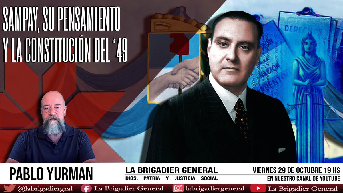 jose_diaz_lbg's tweet photo. Una charla imperdible. Mañana, nuestro amigo y compañero, el Dr. Pablo Yurman nos iluminara acerca de Sampay. Enorme pensador y actor de nuestra Patria.
#labrigadiergeneral
#sampay
#Yurman https://t.co/H1VekWw47e