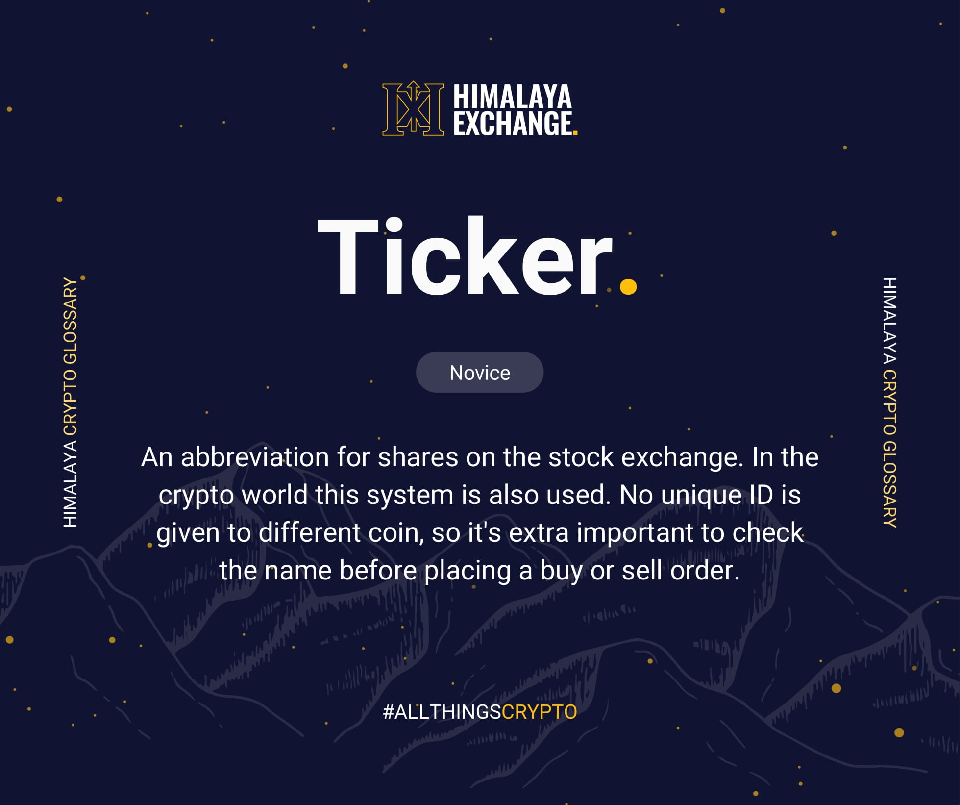 Himalaya Exchange Official on Twitter "A ticker is a symbol, usually