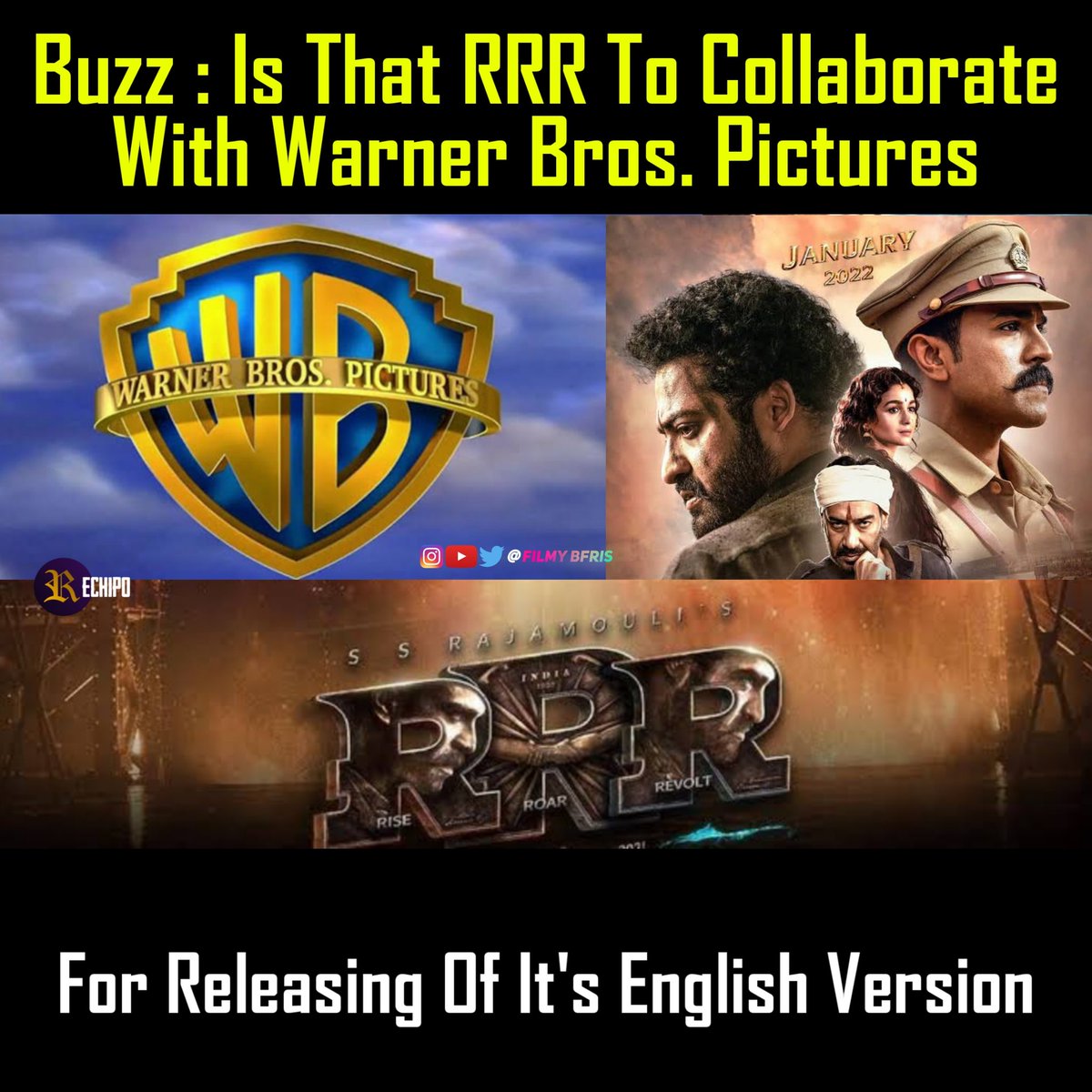 rechipo's tweet photo. #RRRxWarnerBros @RRRMovie @warnerbros @wbpictures @warnermusic @WBHomeEnt @warnerbrostv @DVVMovies @ssrajamouli @tarak9999 @AlwaysRamCharan @mmkeeravaani @ajaydevgn #RRR #RRRMovie #RRROnJan7th @filmybfris https://t.co/6KdDdpwFBZ