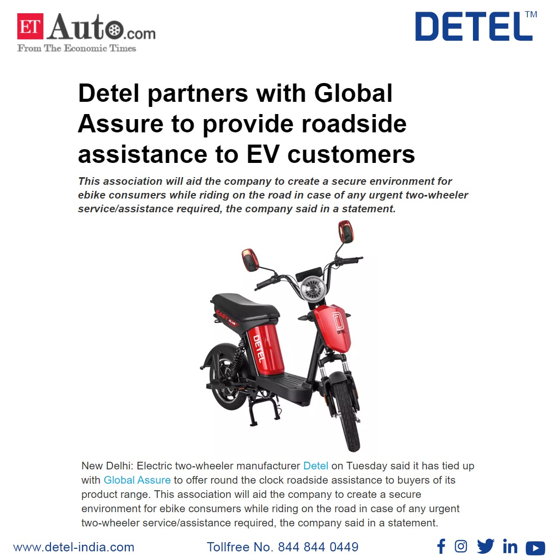 Detel Partners with Global Assure to provide road side assistance to EV customers
auto.economictimes.indiatimes.com/news/two-wheel…
#Roadsideassistance #support #detelev #safedrive #assistance #partner #ev #customer