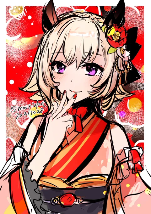 お着物カレンチャン可愛い😍(ラフ)

#ウマ娘 