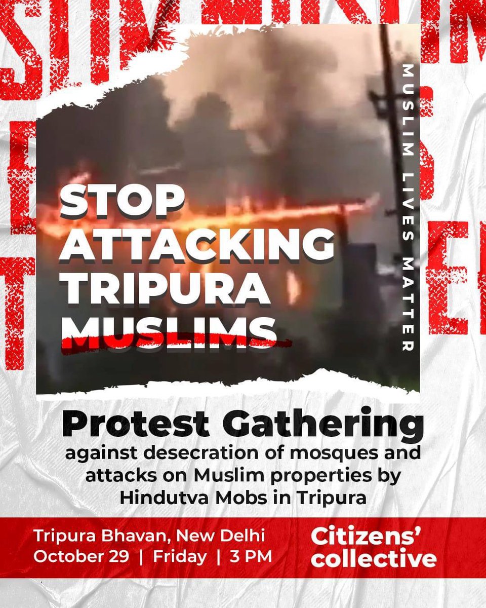 FahadZirarAhmad's tweet photo. Protest Gathering against desecration of mosques and attacks on Muslim properties by Hindutva mobs in Tripura 

#SaveTripuraMuslims https://t.co/oGraJUDYsn