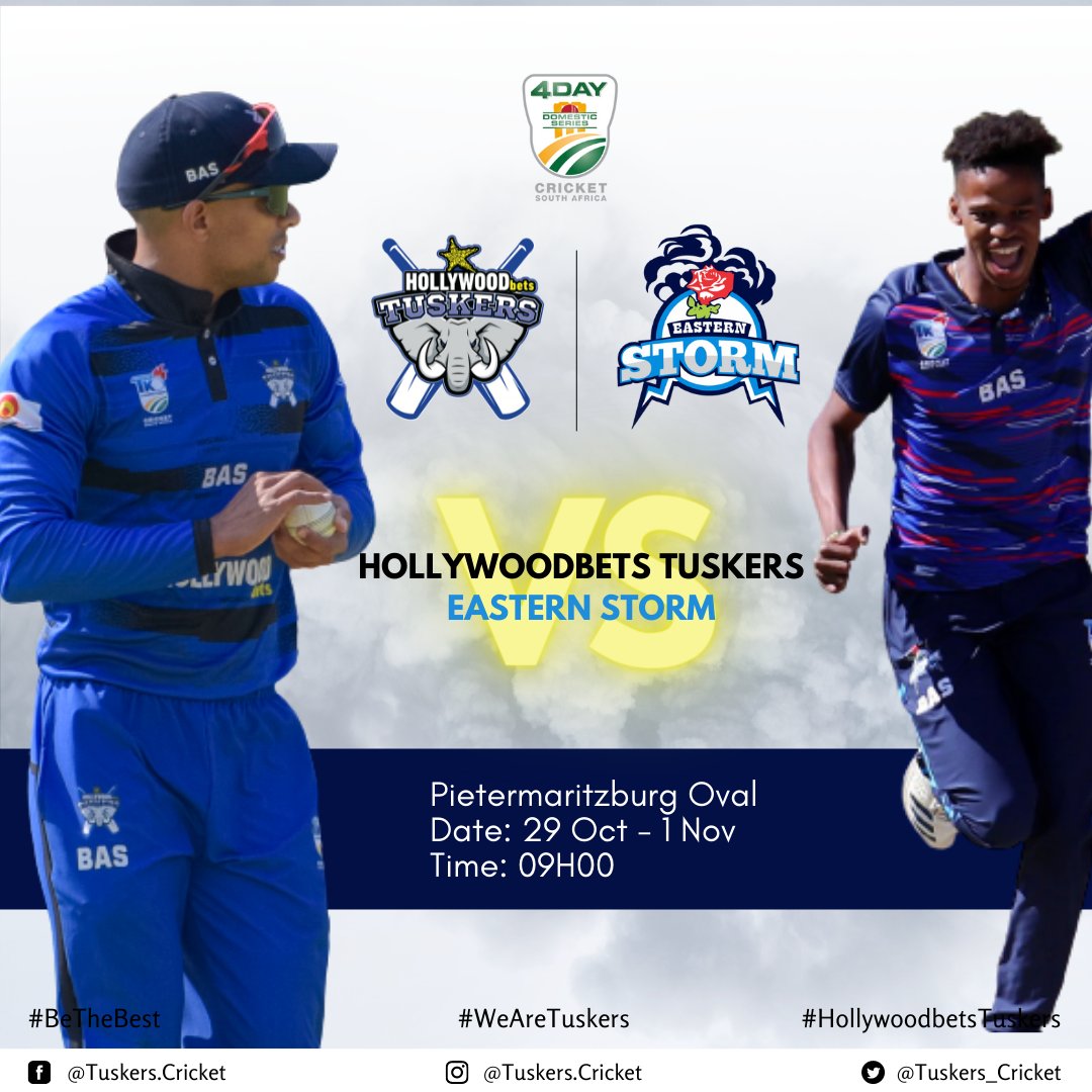 Hollywoodbets Tuskers play their first 4-day match in the new CSA structure 🐘🏏💥 wishing the lads everything of the best 👌 #TUSKERS #hollywoodbetstuskers #wearetuskers #BeTheBest #ItsAStampede