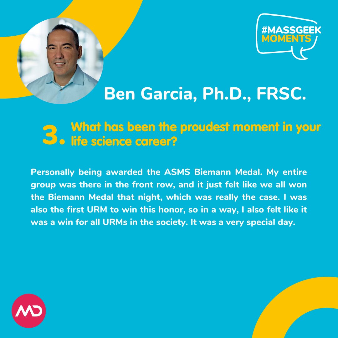 We echo @garcialabMS view #TeamMassSpec will lead to “accelerating discovery and propelling innovation to impact” and couldn't be more supportive of  underrepresented minorities (URM) &amp; diversity in science

Thank you Ben for being this month’s #massgeek moment 
#massspectrometry