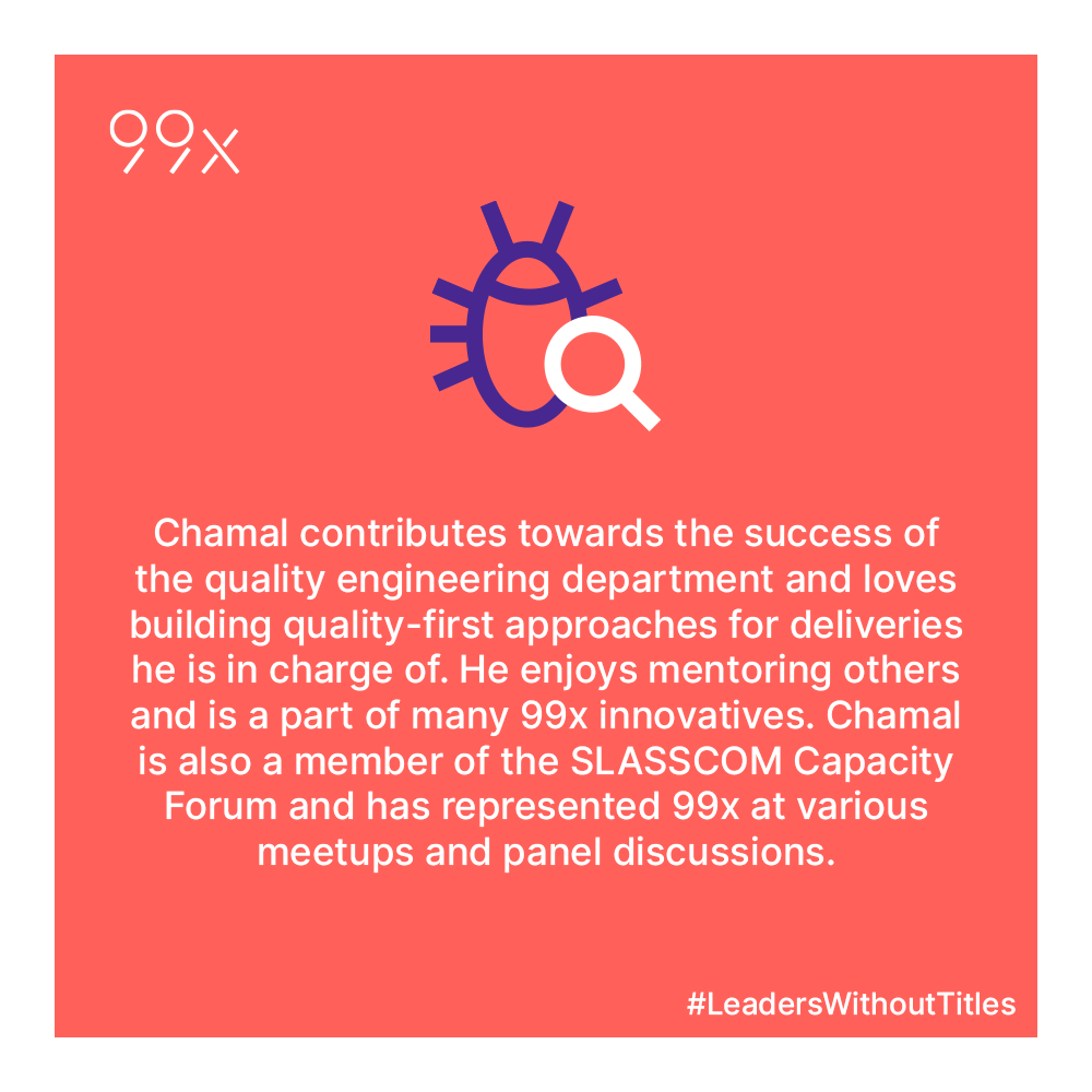 99x_io's tweet photo. #Xian @chamalAsela, a visionary team player, shares a great tip for IT professionals to share their expertise with the tech community

#Xians #QAWizard #LeadersWithoutTitles #TeamTechPlayers #XianHeroes https://t.co/MNW1FZdHgM