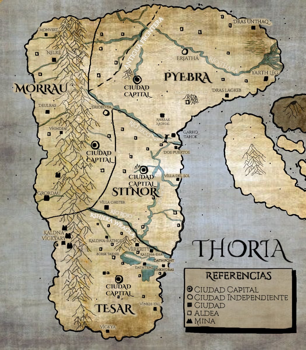 SamantaEsperon's tweet image. Voy a pintar un mapa de Thoria a mano, cuando lo termine les muestro cómo ha quedado😅
Este es el continente de mi saga y en el que también transcurre #ProyectoDesarrollo