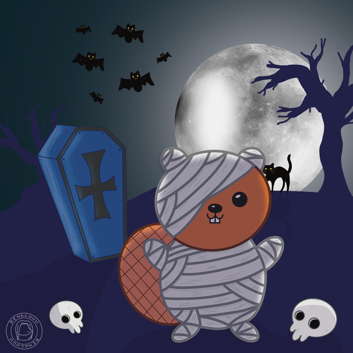 renachuushop's tweet photo. who's excited for halloween? 👁️👄👁️

#renachuu #renachuushop #etsystore #digitaldrawing  #beaver #acnh #renachuusaniminis #halloween2021 https://t.co/hvFVXvKMxn
