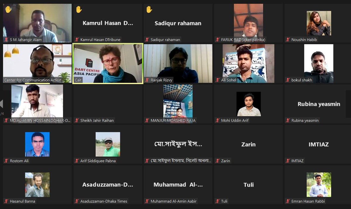 We wish to thank all the participants for their time and insights today! The webinar 'Covering and Coping with Trauma' was a huge success, with 90 journalists taking part. Great presentation from @dartian1 Big thanks <a href="/DartCenter/">The Dart Center for Journalism & Trauma</a> <a href="/DartAsiaPacific/">DartAsiaPacific</a> #trauma #journalism #Bangladesh