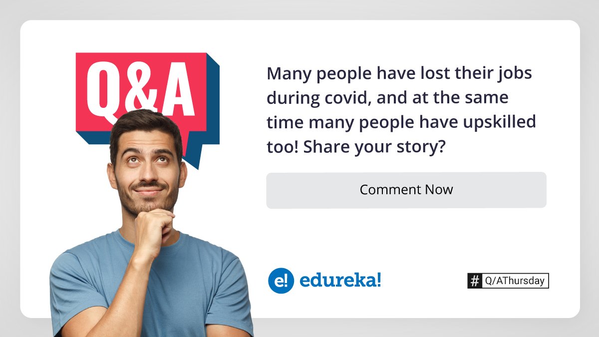 edurekaIN's tweet image. IT upskilling is the solution to unemployment created due to #Coronavirus

Share your up-skilling story in the comments!👇
.
.
.
.
#Questionanswers #Questionschallenge #Questionstoask #QAThursdays #Edureka #Elearningplatform #Onlineliveclasses