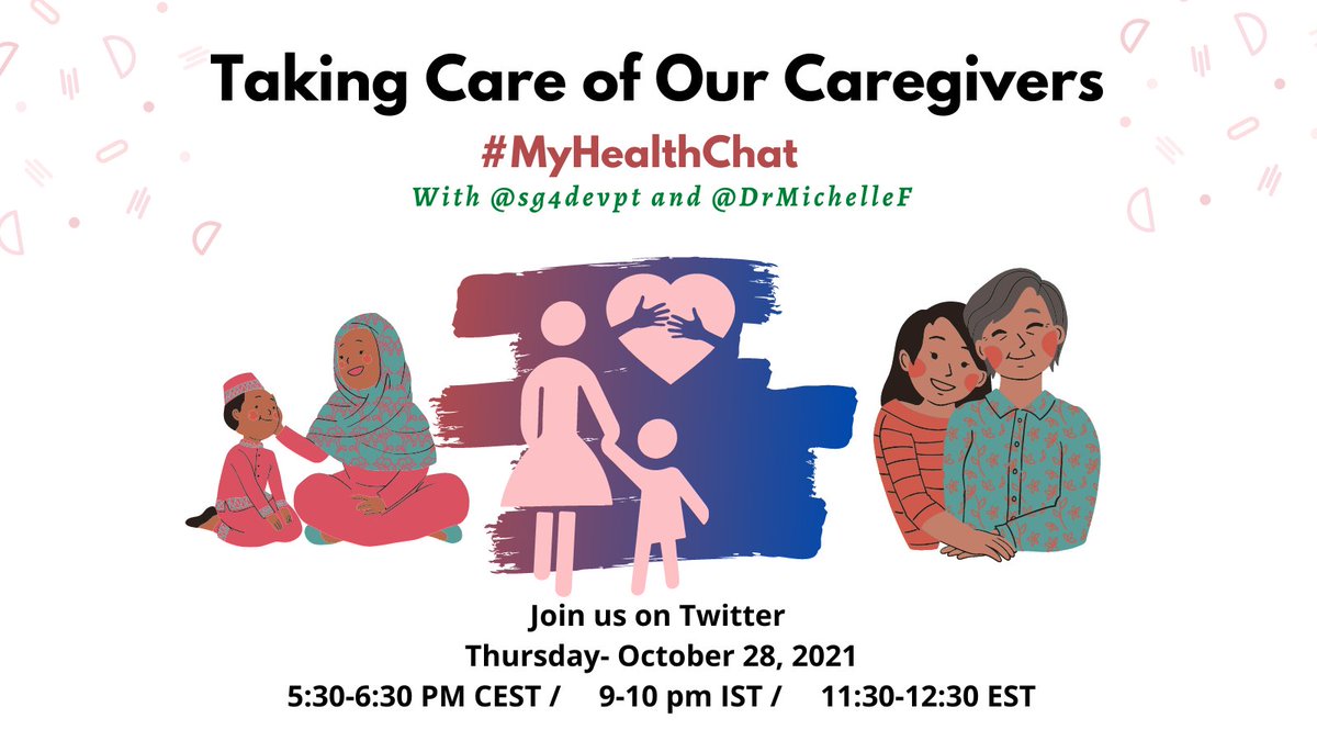 Caregivers need the support, comfort and mental strength they deserve to do what they are doing. Lets meet today at 9 PM IST/5:30PM CEST and 11:30 AM EST for #MyHealthChat as we discuss how we can take care of these wonderful caregivers. 

Invite people to join!