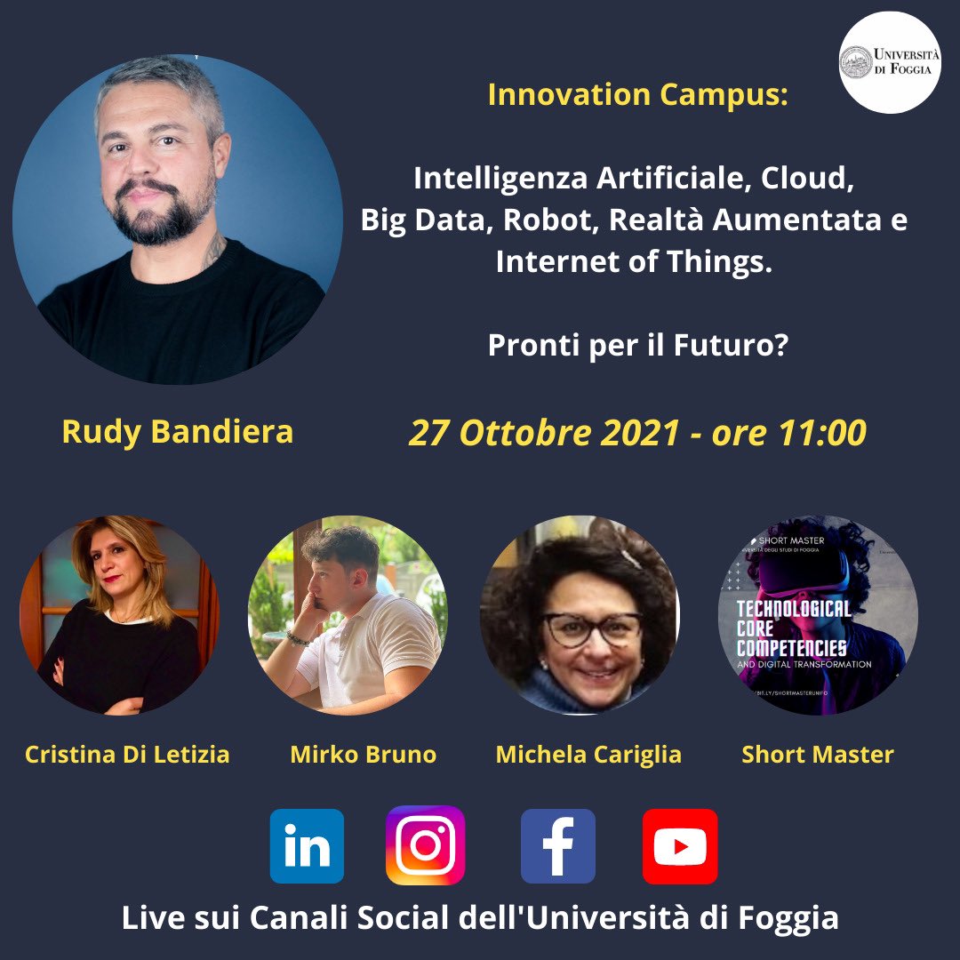 Stefano_Iorio's tweet photo. Ieri @RudyBandiera era presente al nostro talk “innovation campus” #Unifg questa mattina era live su @rtl1025  per parlare di #ricerca #innovazione #progetti 💡 @IlMattinoFoggia @CristinaLetizia #shortmaster https://t.co/l6dfCBxJ8U