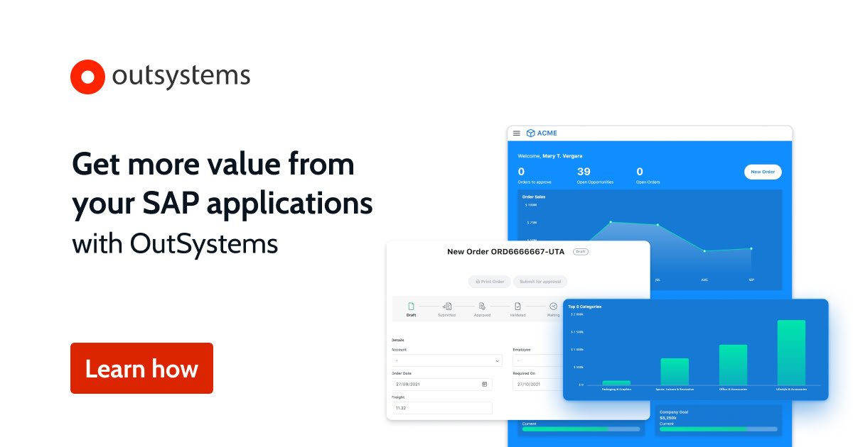 SAP is mission-critical for your business but can present barriers to #agility and innovation. With #OutSystems, you can extend #SAP #applications, building innovative, modern, and #agile experiences. Learn more here: outs.so/B847B3