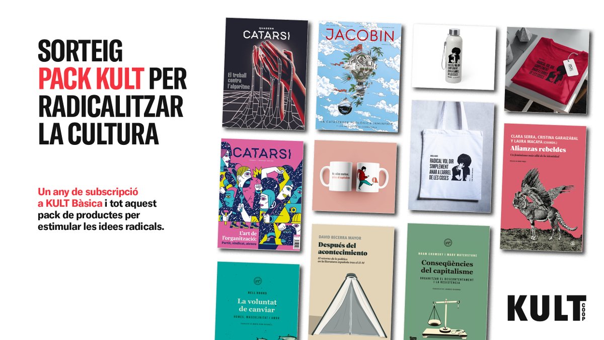 KultCoop's tweet photo. 🔥SORTEIG PER RADICALITZAR LA CULTURA🔥
Guanya aquest Pack KULT i un any de subscripció a KULT Bàsica.

Com pots participar-hi?
💥Fes RT a aquest post
💥Fes follow a @KultCoop 

El pròxim dimarts 02/11 anunciarem la persona guanyadora💫 https://t.co/yVoCQZP8pm