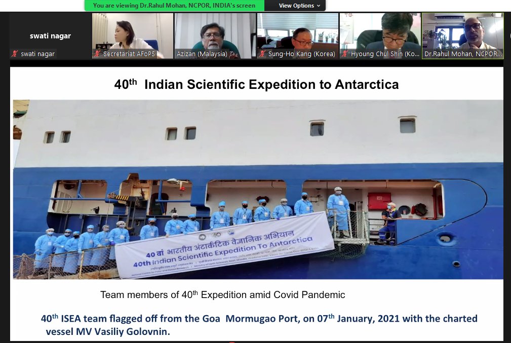 ncaor_goa's tweet photo. @Rahul_Mohan_Goa @ncaor_goa presented an overview of #NCPOR polar activities 2020-21 during #AFOPS online Annual General Meeting (28-29 Oct 2021). 
India has been actively involved &amp; committed to cooperate in Polar Research with AFOPS member countries. 
@moesgoi
@DrJitendraSingh https://t.co/NEqtmI4LcE