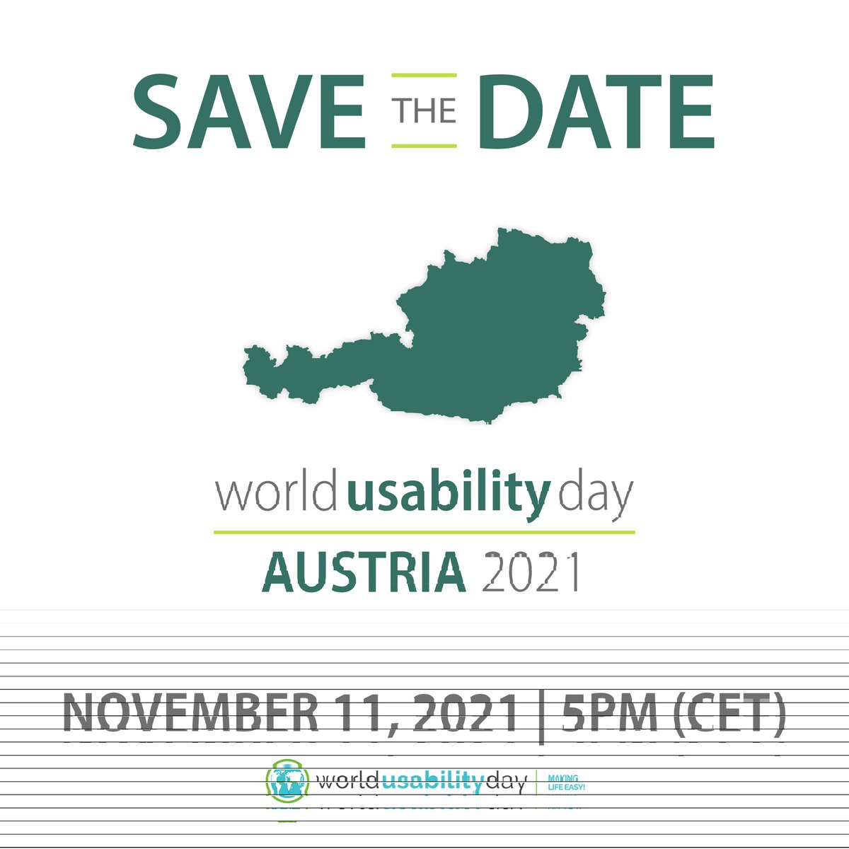uxgraz's tweet photo. π Save the date!
November 11, 2021 - 5pm (CET)
It's already the second time that UX communities from Austria come together and have one collaborative event on the #WorldUsabilityDay!
#WUDAustria #BetterTogether #WUD2021
#UXGraz #UXLinz #UXSalzburg #UXAustria #BetterTogether https://t.co/0g1zbOJhIJ