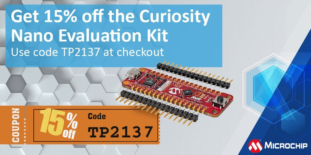 The Curiosity Nano Development Board from <a href="/MicrochipTech/">MicrochipTechnologyInc.</a> is great for rapid prototyping of your custom design, and, with an on-board debugger for programming and debugging.

Get 15% off this month only with coupon code TP2137: buff.ly/3vFmMl8. #devtools