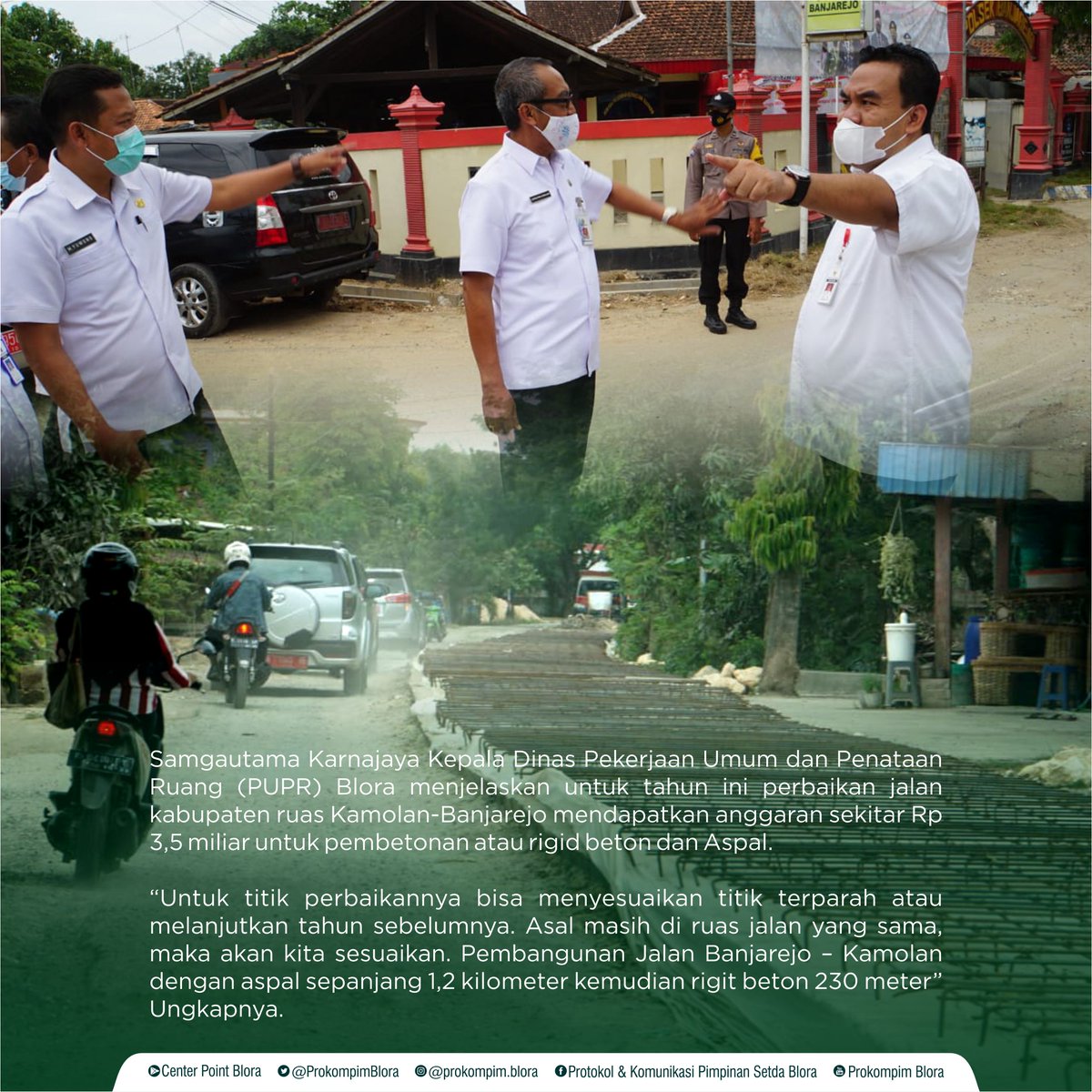 ProkompimBlora's tweet photo. @sam_gautama menjelaskan untuk tahun ini perbaikan jalan kabupaten ruas Kamolan-Banjarejo mendapatkan anggaran sekitar Rp 3,5 miliar untuk pembetonan atau rigid beton dan Aspal. https://t.co/5Iv5cxpTFl