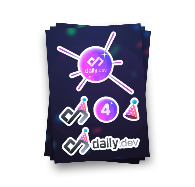 dailydotdev's tweet image. 🎁 HAPPY BIRTHDAY TO ME 🎁
4 years ago something very special was born...ME! 
I want to gift YOU with 100 packs of LIMITED EDITION stickers 🤯🤯
Rule: Comment with YOUR #DevCard or your feed to have a chance to win!
Follow us + keep your DMs open!
RT this as a 🎁 for me 🖤