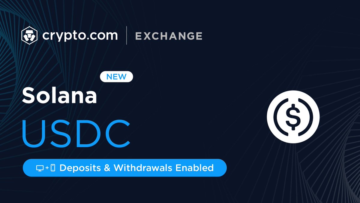 https://t.co/vCNztABJoG Exchange is now integrated with Solana @solana  Deposit and withdraw $USDC via Solana, in addition to ERC20, BEP20,  Arbitrum and the Polygon Network *Available on both Exchange Web and App.  Deposit