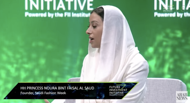 arabnews's tweet photo. #FII5: Founder of #SaudiFashionWeek Princess Noura bint Faisal Al Saud sits down to talk about the development of #fashion in the Kingdom
#ImpactOnHumanity @FIIKSA
https://t.co/XNaptWsrcT https://t.co/nMY7SWjG81