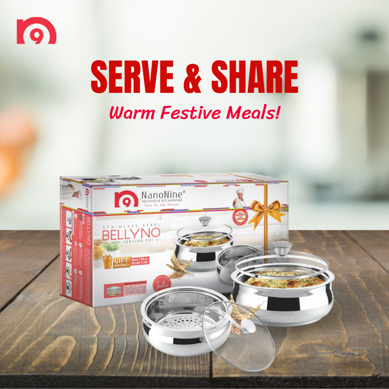 NanoNineOnline's tweet photo. Festive season calls for delicious home-cooked meals with your loved ones
Make your Diwali delightful with NanoNine Serveware Set.
DM us for more details.
#Nanonine #StainlessSteel #servingpot #meltingpot #serve #easycooking #StainlessSteel #StayHealthy #lunchbox #tiffinbox https://t.co/9Vx1O5a099