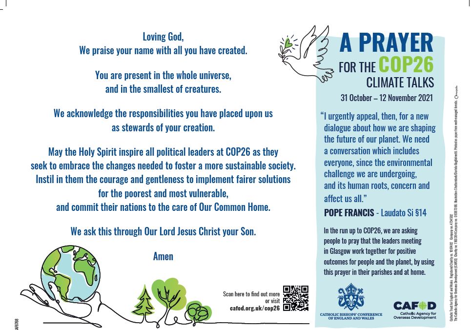 COP26 starts today. Join us we pray that the World Leaders will work together to tackle climate change.
#COP26 <a href="/cafodportsmouth/">CAFOD in Portsmouth</a> <a href="/BishopEgan/">Bishop Philip Egan</a>
