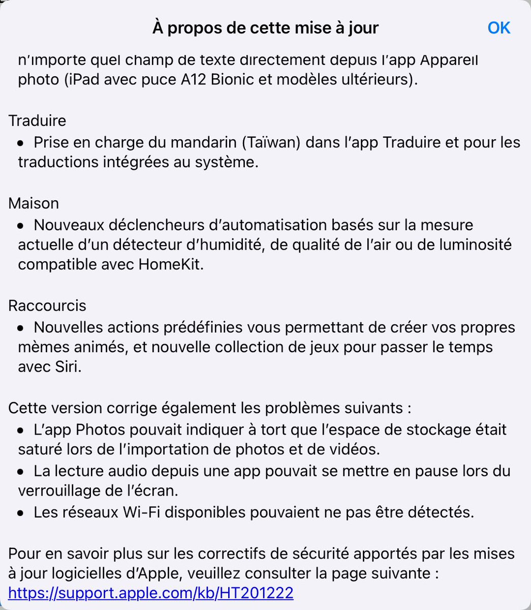 La Mise à jour iPadOS 15.1 dispo pour votre iPad  
Elle apporte de nouvelles fonctionnalités, des mises à jour et des correctifs de sécurité 
Comme d’habitude, sauvegardez avant d’installer 😉 
#MiseAJour
#Apple #iPadOS151 #iPadOS #MaJ #AppStore #iPad #iPadPro #iPadAir #iPad9