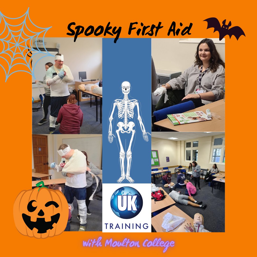 theuktraining's tweet photo. Halloween first aid fun with @MoultonCollege on their Level 3 First Aid at Work course this week! ππ»πβ€οΈ
#Halloween #firstaidcourse #theuktraining #firstaidfun #FAW #trainingcourses #collegetraining https://t.co/gB87K7DauA