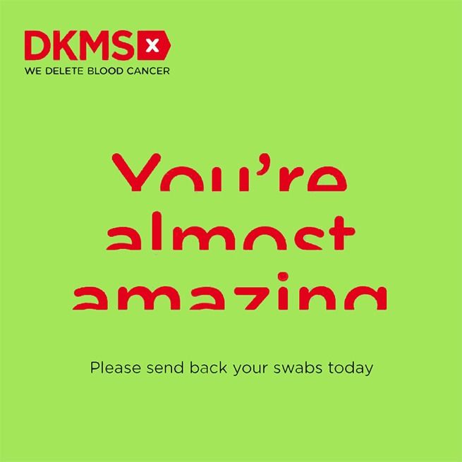 Please request your free swab kit from <a href="/DKMS_uk/">DKMS UK | We Delete Blood Cancer</a> - dkms.org.uk/mbbc and don't forget to send it back.  

Who knows, you could help to save a life!

#deletebloodcancer