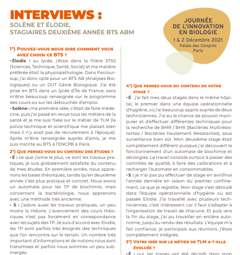 UpbmAsso's tweet photo. Dans la Newsletter de l'#AFTLM octobre 2021
INTERVIEWS :
Solène et Elodie, stagiaires deuxième année BTS ABM
@APSMSsanteetsoc @CBonnefoySTVST @sylvaner_SA
https://t.co/nhURxKEyFC https://t.co/J9xG0wN811