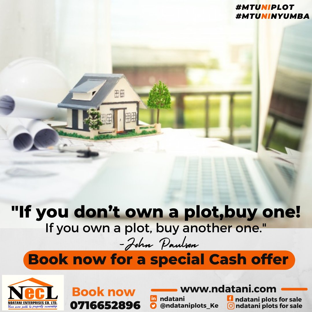 ndataniplots_Ke's tweet photo. Are you looking to invest in ready titled plots?
Become a proud plot owner with our prime value-added plots from as low as Kshs.545,000.
We have a limited time offer of Kshs.395,000 for our newest project in Isinya.
Book now 0716652896 
https://t.co/UZvoEPQu4D
#MtuNiPlot https://t.co/F0KSvnXjK3