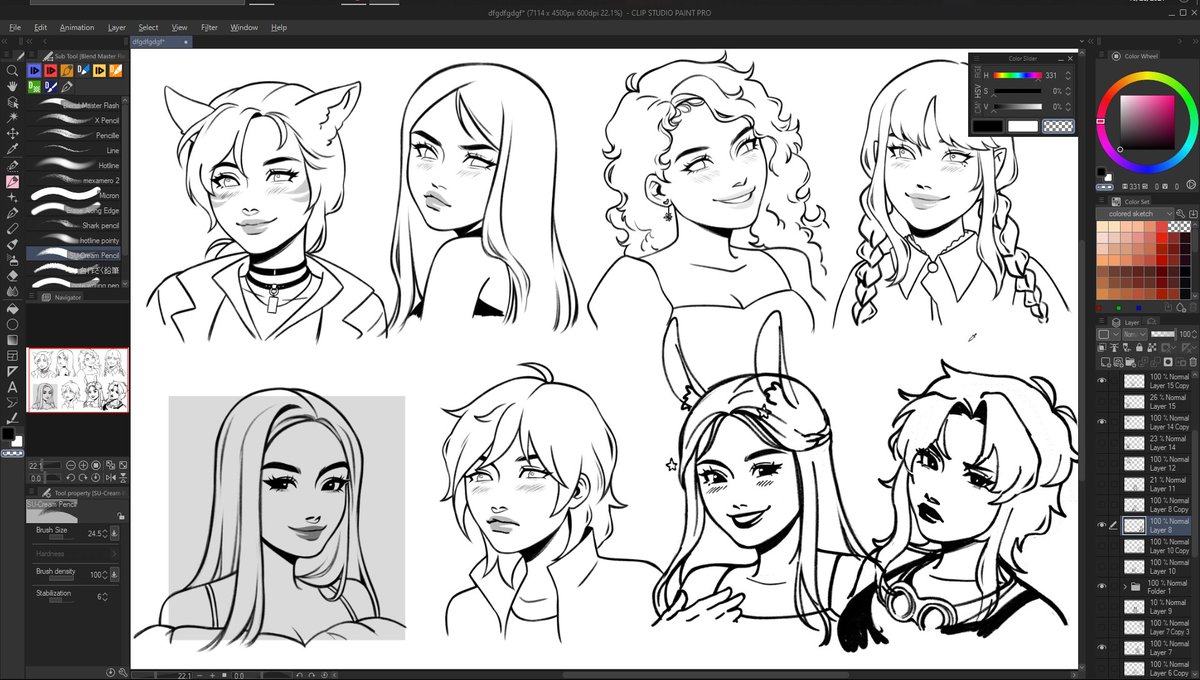my setup for lining busts, i keep the others there to help me stay consistent with style 