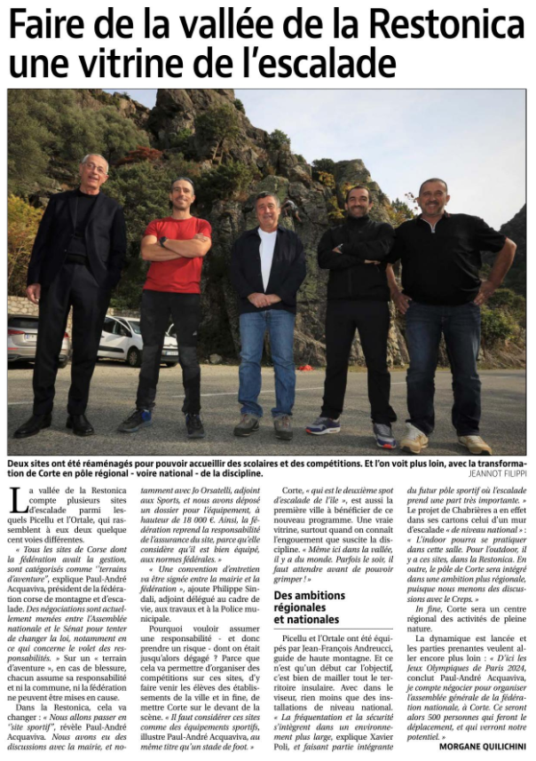 VilleCorti's tweet photo. [ L’escalade, un atout pour Corte ] 🧗🏼‍♀️🏔
Comme souligné par le Maire « Ces aménagements des sites de la Restonica vont s’intégrer dans un projet d’envergure régionale et nationale, notamment avec le futur mur d’escalade qui figure au programme du parc d’attractivité de Chabrière" https://t.co/SEBOrinM3t