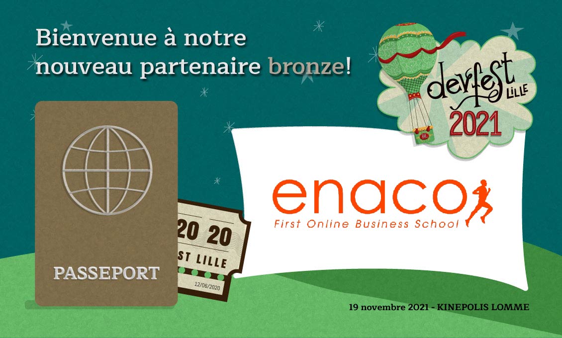 DevfestLille's tweet photo. À tous les voyageurs : nous serons accompagnés du @GroupeEnaco en tant que partenaire bronze pour cette édition du #DevfestLille ! https://t.co/qFN1n9pFTe