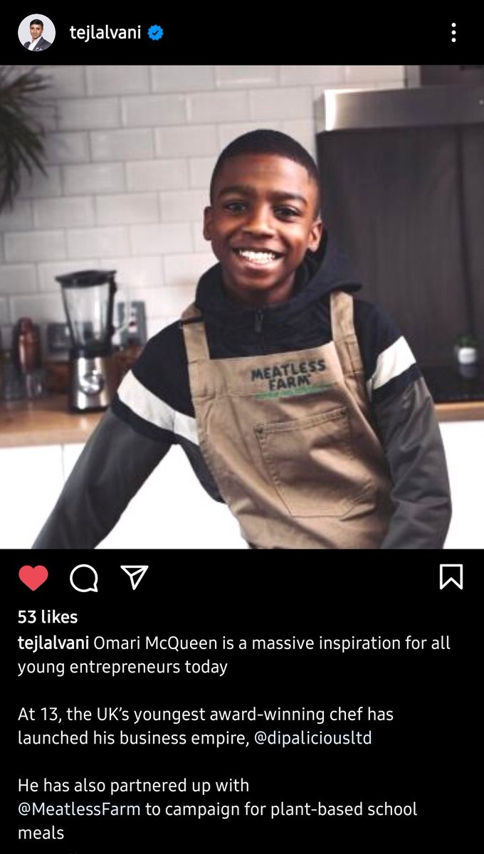 Morning inspo 🎉
Entrepreneurial spirit has no age limit 🚀
Congratulations <a href="/OmariMcQueen/">Omari McQueen</a> on starting up <a href="/dipaliciousltd/">Dipalicious</a> 
<a href="/TejLalvani/">Tej Lalvani</a>