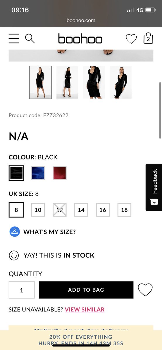 Passiexox's tweet photo. @boohoo_cshelp Size does seem to be available? But loads of products saying N/A? https://t.co/EaBCfBNoWn